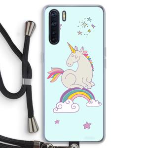 Regenboog eenhoorn: Oppo A91 Transparant Hoesje met koord