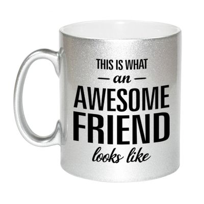 Awesome friend cadeau mok / beker zilver voor vriend of vriendin 330 ml Awesome friend cadeau mok / beker zilver voor vriend of vriendin 330 ml