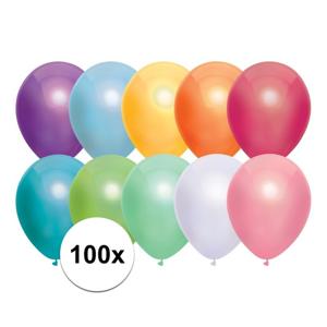 Feest ballonnen - metallic multi - 100x stuks - 30 cm - verjaardag versiering