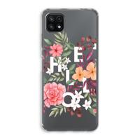 Hello in flowers: Samsung Galaxy A22 5G Transparant Hoesje - thumbnail