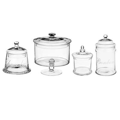 Set van 4x snoeppotten/voorraadpotten 0,4L - 1L - 1,8L - 2L glas met deksel
