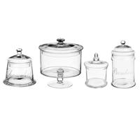 Set van 4x snoeppotten/voorraadpotten 0,4L - 1L - 1,8L - 2L glas met deksel
