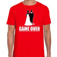 Vrijgezellen feest t-shirt voor heren - Game Over - rood - bachelor party/bruiloft - thumbnail
