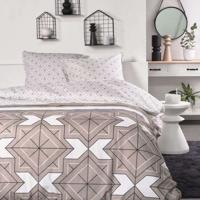 Tweepersoonsbedset -TODAY - 240x200 cm - 100% Katoen - Beige, Zwart en Wit