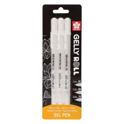 Sakura blisterkaart gelly roll 05, 08, 10 wit, 3 stuks