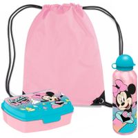 Disney Minnie Mouse lunchbox set voor kinderen - 3-delig - roze - incl. gymtas/schooltas - thumbnail