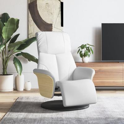 Fauteuil verstelbaar met voetensteun kunstleer wit