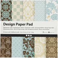 Creativ Company Design papierblok, vel 15,2x15,2 cm, 120 gr, lichtblauw, bruin, 50 vel/ 1 doos
