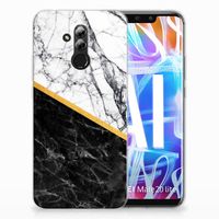 Huawei Mate 20 Lite TPU Siliconen Hoesje Marmer Wit Zwart - Origineel Cadeau Man - thumbnail