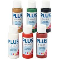 Plus Color acrylverf, kerst verf, 6x60 ml/ 1 doos Plus Color acrylverf, kerst verf, 6x60 ml/ 1 doos