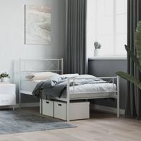 Bedframe met hoofd- en voeteneinde metaal wit 107x203 cm