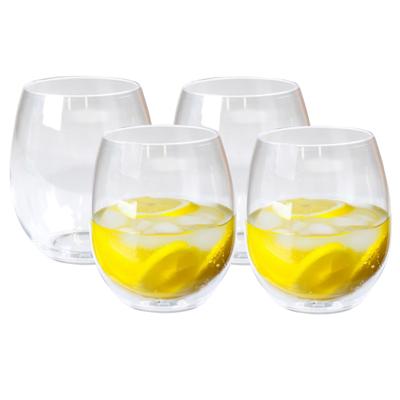 Drinkglazen - set van 4x - transparant - onbreekbaar kunststof - 390 ml