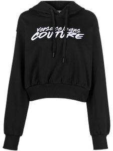 Versace Jeans Couture hoodie crop à logo brodé - Noir