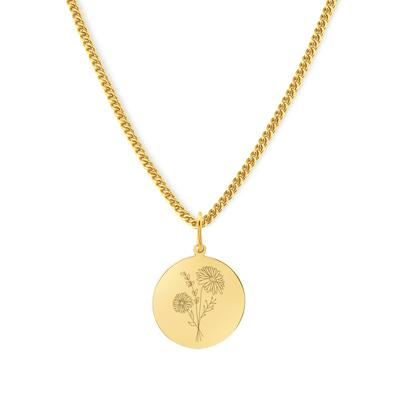 Gegraveerde geboortebloem ketting - Stainless steel - Goud - September - aster