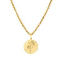 Gegraveerde geboortebloem ketting - Stainless steel - Goud - September - aster