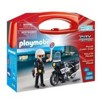PLAYMOBIL - Valigia del motociclista della polizia - Bambino - 13 pezzi - Da 4 anni