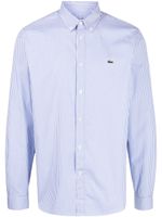 Lacoste logo-patch striped cotton shirt - Bleu - thumbnail