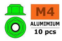Zelfborgende zeskantmoer M4, met flens "Groen", Aluminium (10st)