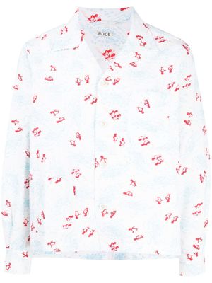 BODE chemise en coton à imprimé graphique - Blanc