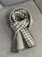 Casual Houndstooth Warmth Knitted Scarf - thumbnail