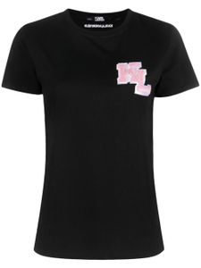 Karl Lagerfeld t-shirt en coton biologique à patch logo - Noir