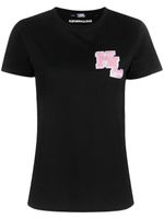 Karl Lagerfeld t-shirt en coton biologique à patch logo - Noir - thumbnail