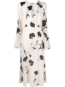 TWINSET robe longue en crêpe à fleurs - Tons neutres