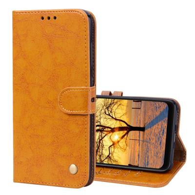 Business stijl olie Wax textuur horizontale Flip lederen case voor Xiaomi Pocophone F1 met houder & kaartsleuven & portemonnee (geel)