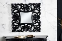 Elegante wandspiegel VENICE 75x75cm zwart mat antiek barokstijl - 42331