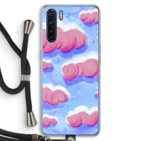 Roze wolken met vogels: Oppo A91 Transparant Hoesje met koord Roze wolken met vogels: Oppo A91 Transparant Hoesje met koord