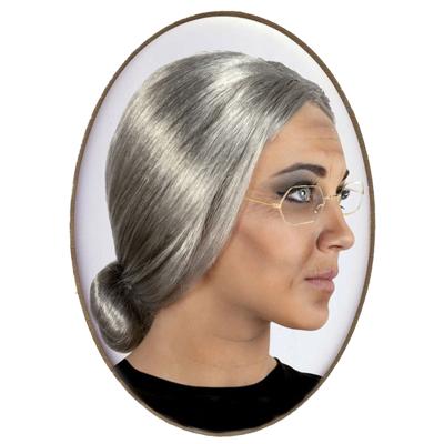Oma Sarah 50 jaar geworden verkleedset - pruik en oma brilletje - grijs haar - Bejaarde - Oude vrouw