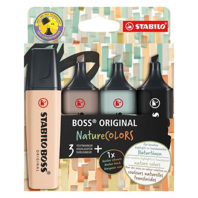 Stabilo boss naturecolors etui markeerstiften, 4st.