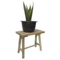 Planten verhoger - 43 x 21 x 38 cm - naturel - teakhout - bijzettafeltje voor planten