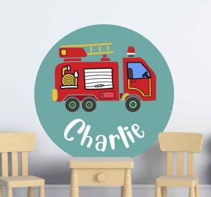 Stickers speelgoed Gepersonaliseerde brandweerwagen