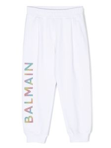 Balmain Kids pantalon de jogging élastiqué à logo imprimé - Blanc