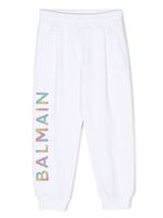 Balmain Kids pantalon de jogging élastiqué à logo imprimé - Blanc