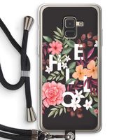 Hello in flowers: Samsung Galaxy A8 (2018) Transparant Hoesje met koord