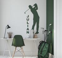 Silhouet van een golfspeler sport sticker