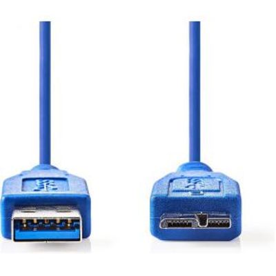 USB 3.0-Kabel | A Male - Micro-B Male | 5,0 m | Blauw