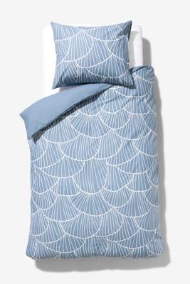 HEMA Dekbedovertrek 140x200/220cm zacht katoen schelpen blauw (blauw)