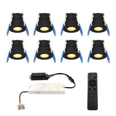 Set van 8 12V 3W - Mini LED Inbouwspot - Zwart - Dimbaar - Verzonken - Verandaverlichting - IP65 voor buiten - 2700K - Warm wit