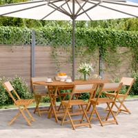 Tuinstoelen 6 st inklapbaar stof en massief hout beige
