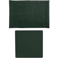 MSV Douche anti-slip mat en droogloop mat - Sevilla badkamer set - rubber/microvezel - donkergroen - thumbnail