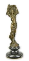 A BRONZE SCULPTURE OF A SCARF DANCER (BRASS PLATE UNDERNEATH A BRONZE SCULPTURE OF A SCARF DANCER (BRASS PLATE UNDERNEATH