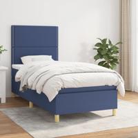 Boxspring met matras stof blauw 90x200 cm