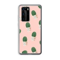 Cactusprint roze: Huawei P40 Pro Transparant Hoesje