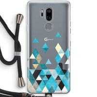 Gekleurde driehoekjes blauw: LG G7 Thinq Transparant Hoesje met koord
