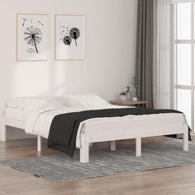 Bedframe massief grenenhout wit 140x190 cm