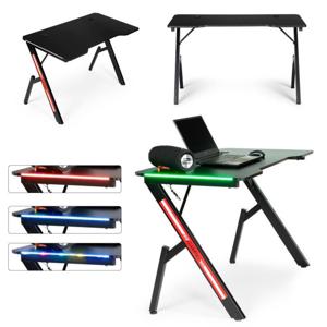 Modern Home gaming desk met RGB LED verlichting - game bureau - 120 x 60 x 73 cm zwart