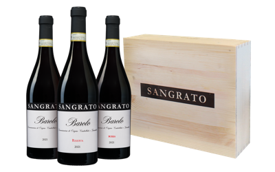 Sangrato Barolo uit topjaren in wijnkist (3 flessen) Sangrato Barolo uit topjaren in wijnkist (3 flessen)